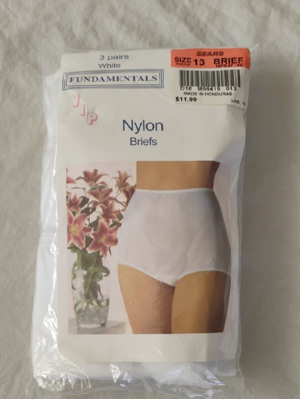 Vintage Fundamentals White Nylon Briefs -Sz 13 1960s-70s Unopened Package